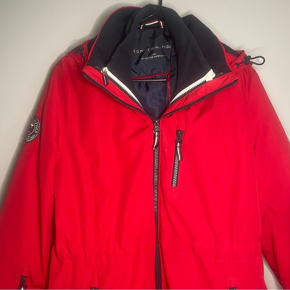 TOMMY HILFIGER Women 3-in-1 Weather System Coat Jacket Red/Blue SZ/MED - Picture 5 of 14